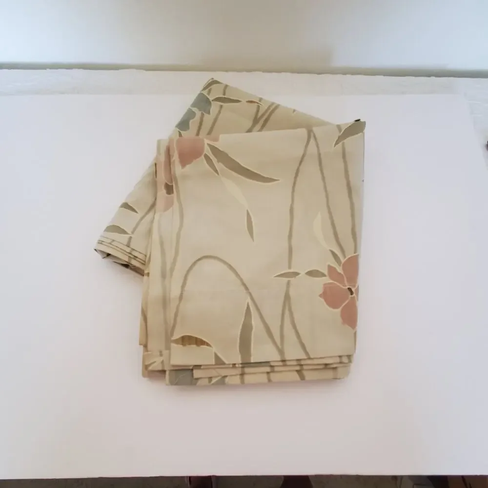 Dan River Sheet Twin Flat Beige Floral No Iron Percale 65 x 94 USA Vintage